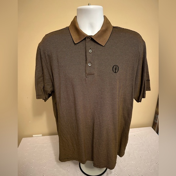 Open Championship Polo Large Brown With Carnoustie Embroidered Sleeve Logo - Picture 1 of 8
